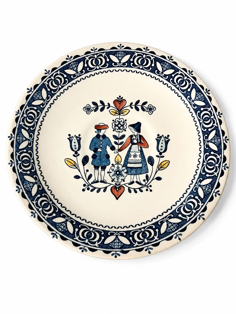 Johnson Brothers Blue, Cream and Red Folk Art Saucer
